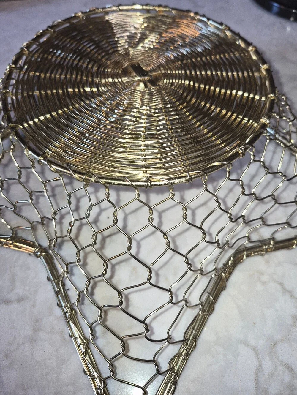 Vintage Gold Tone Brass Wire Star Basket